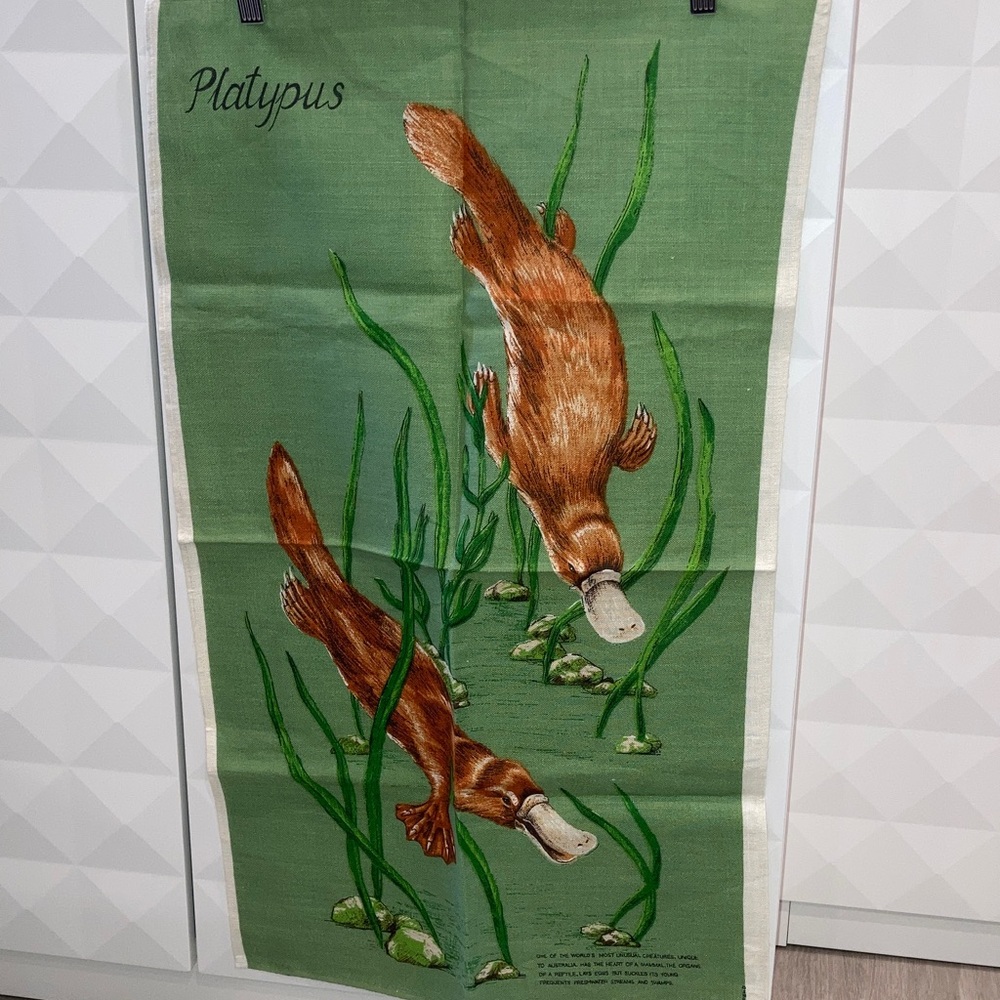 Vintage Green and Brown Platypus Tapestry